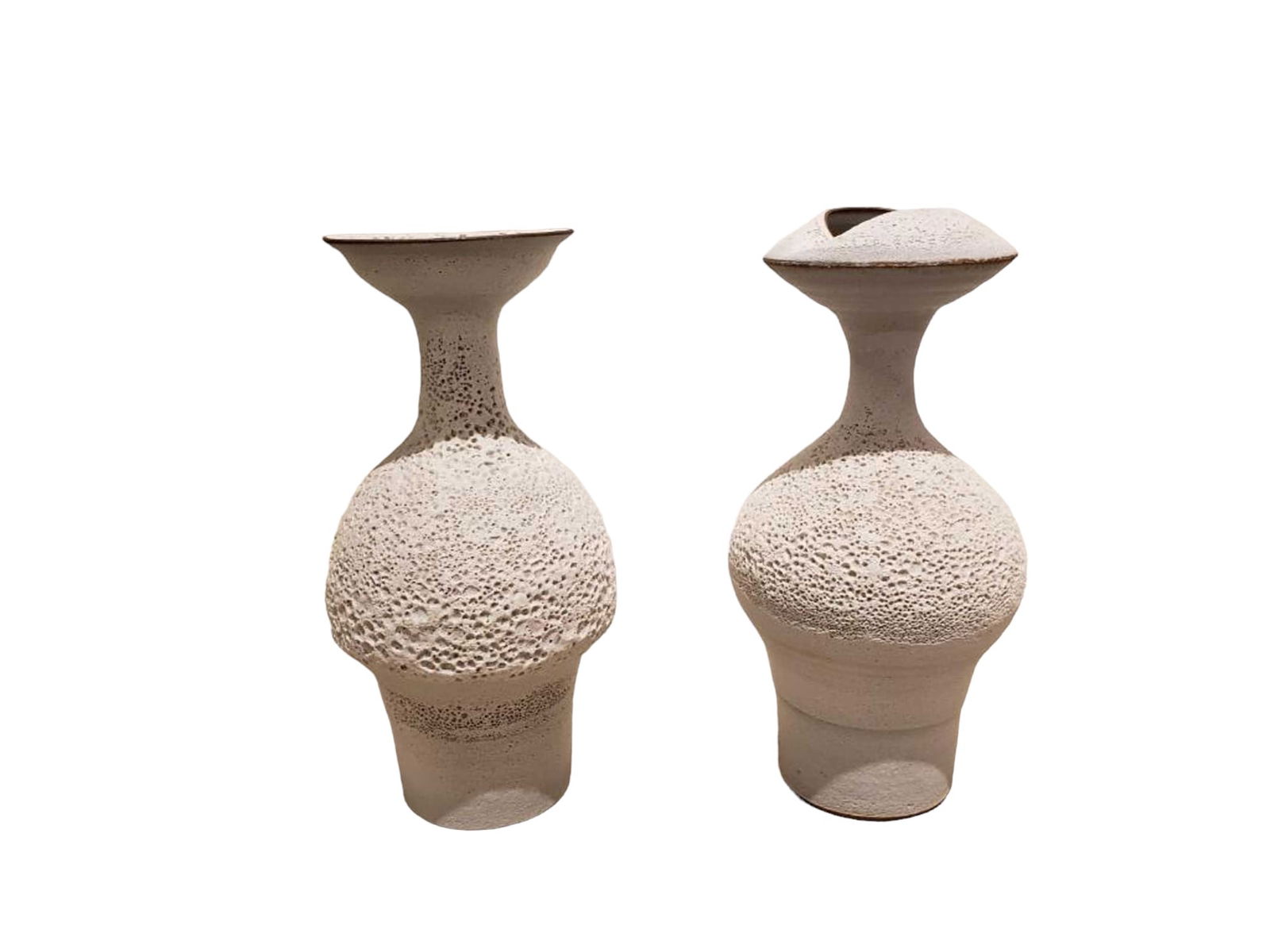 Jeremy Briddell Ceramic Vessels: A beautiful pair of textured ceramic vessels by Jeremy Briddell