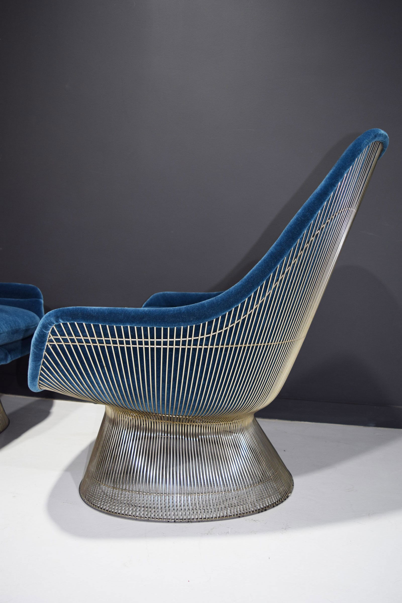 Pair of Warren Platner for Knoll Easy Chairs in Blue Mohair - 5