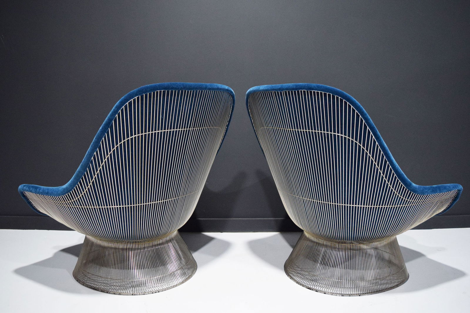 Pair of Warren Platner for Knoll Easy Chairs in Blue Mohair - 8