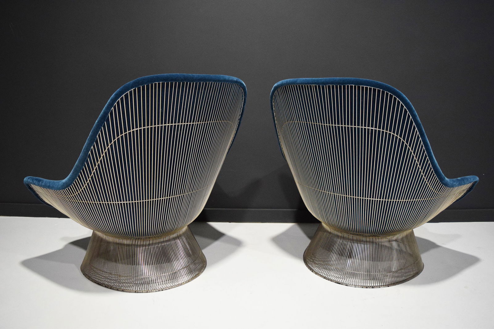 Pair of Warren Platner for Knoll Easy Chairs in Blue Mohair - 9