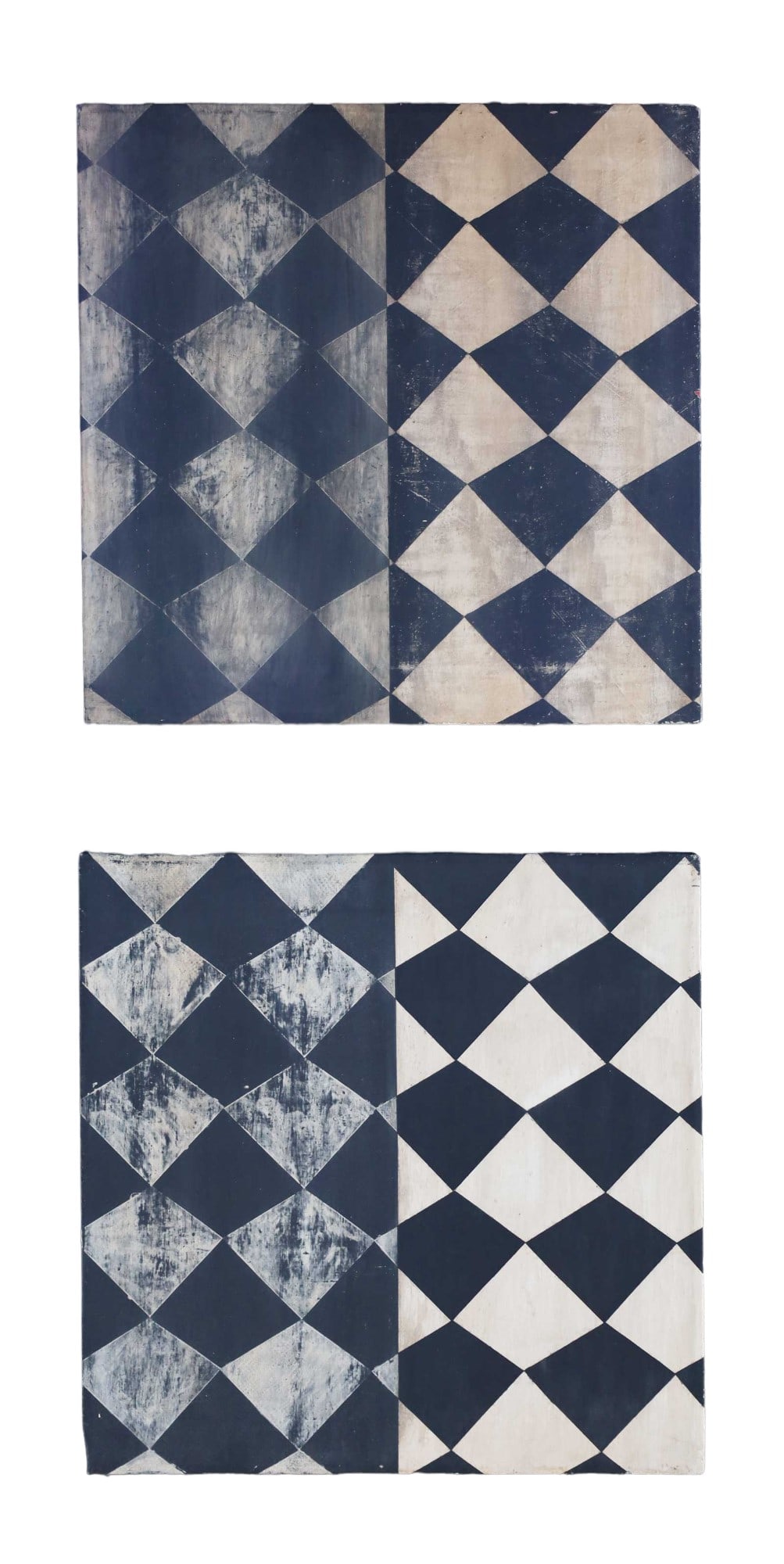 Pair of Sean Scherer Oil and Wax Paintings on Canvas, 1991: Pair of Sean Scherer (b. 1968): Malady & Diffident, exquisite oil and wax paintings on canvas from 1991. Each signed 'S. Scherer,' these unframed masterpieces measure 24 x 24 inches and carry the