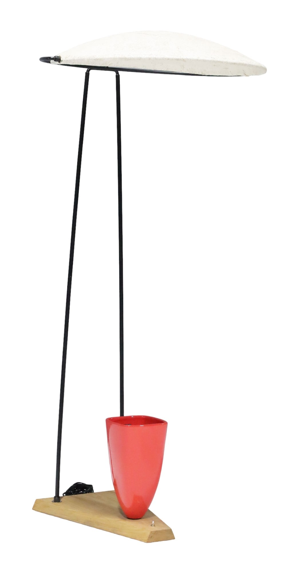 Mitchell Bobrick Controlight Floor Lamp: Mitchell Bobrick "Controlight" floor lamp, a true masterpiece from the USA, 1950s. Crafted from an exquisite mix of chrome-plated steel, fiberglass, glazed ceramic, birch, and enameled aluminum, this