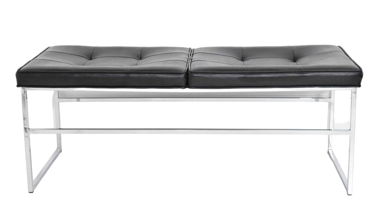 Bench in Chrome & Leather by Steelcase: Thin frame chrome and leather bench by Steelcase.