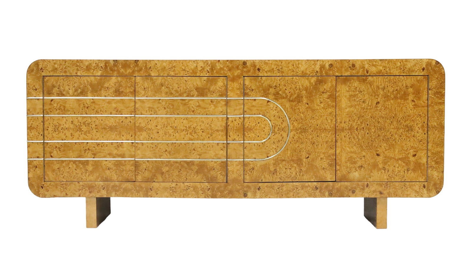 Vladimir Kagan Attributed Sideboard in Burlwood with Brass Accents (1 of 6)