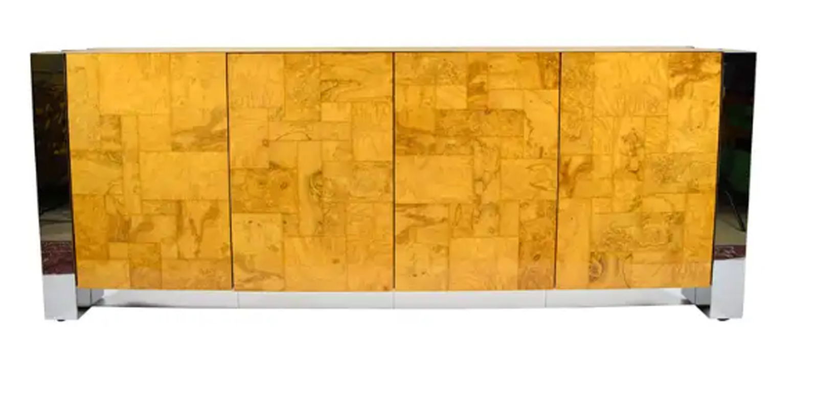 Paul Evans Cityscape Console in Burl Wood and Chrome (1 of 12)