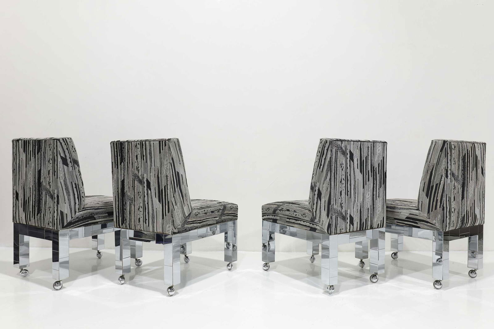 Set of Four Chrome Cityscape Dining Chairs by Paul Evans for Directional - 11