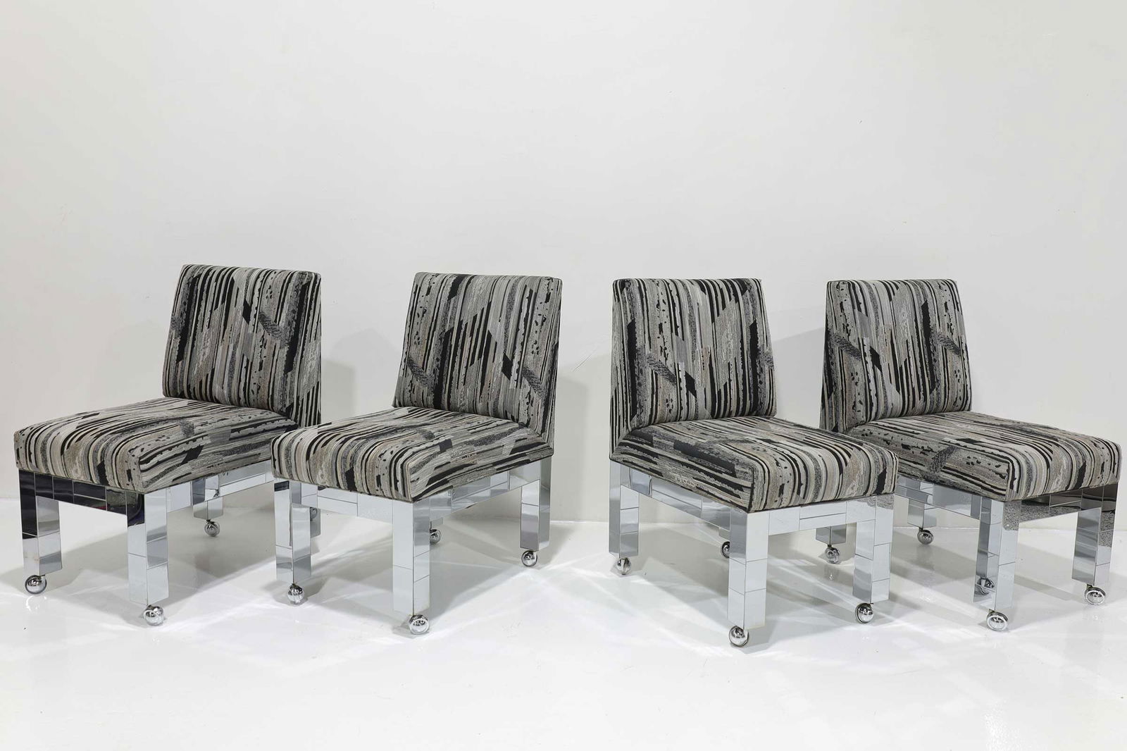 Set of Four Chrome Cityscape Dining Chairs by Paul Evans for Directional - 2