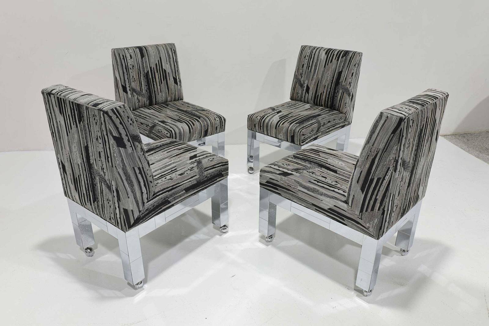 Set of Four Chrome Cityscape Dining Chairs by Paul Evans for Directional - 4