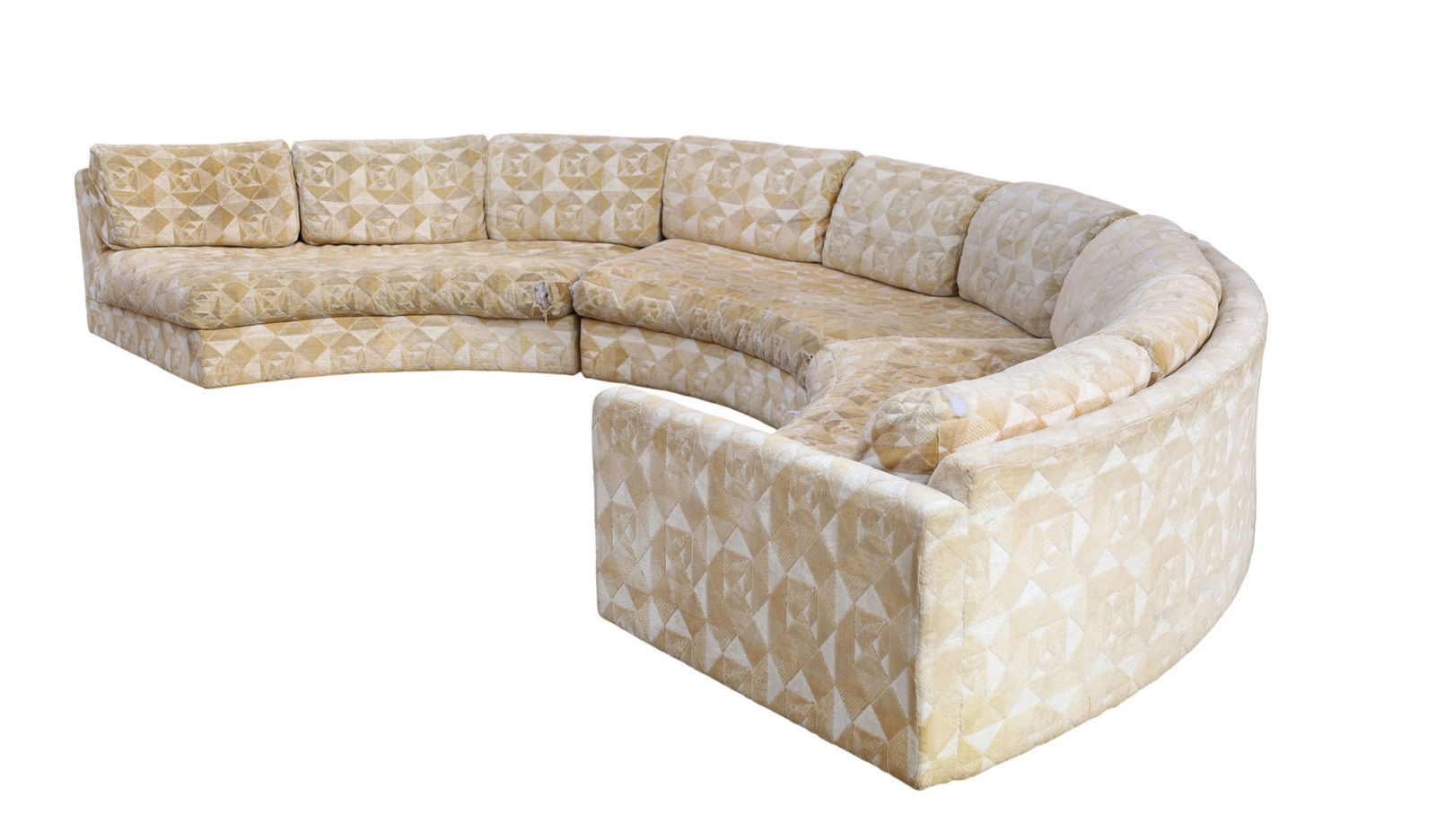 Adrian Pearsall Semi-Circle Sectional Sofa: Great looking sectional sofa by Adrian Pearsall. Very comfortable. Ready for your choice of fabric. Arm can be added on other end if desired.