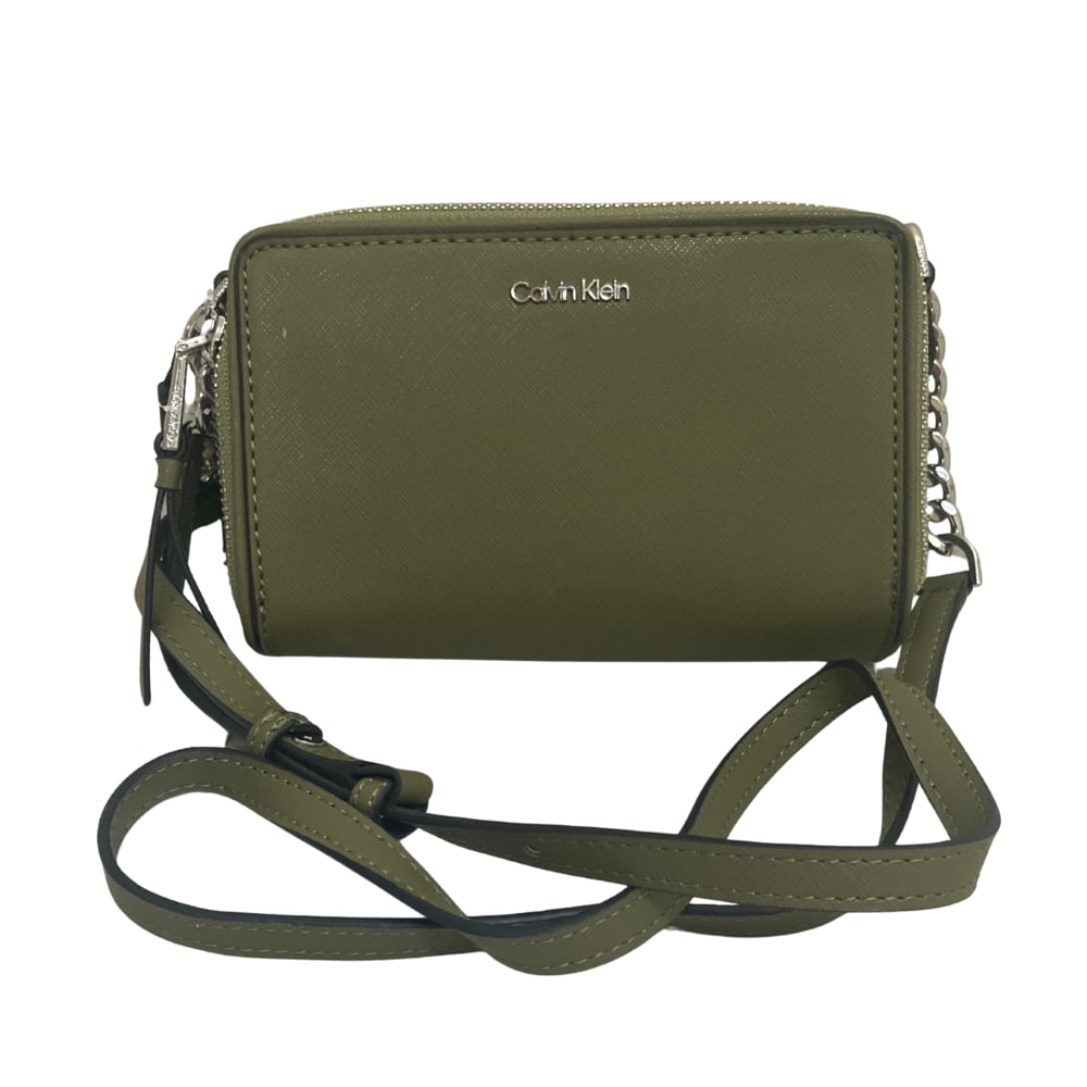 Calvin Klein Green Leather Shoulder Bag: Calvin Klein Green Leather Shoulder Bag