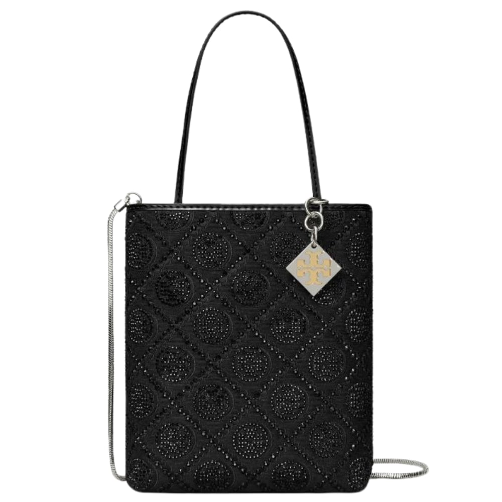 Tory Burch Key Item T Black Monogram Handbag: Tory Burch Key Item T Black Monogram Handbag