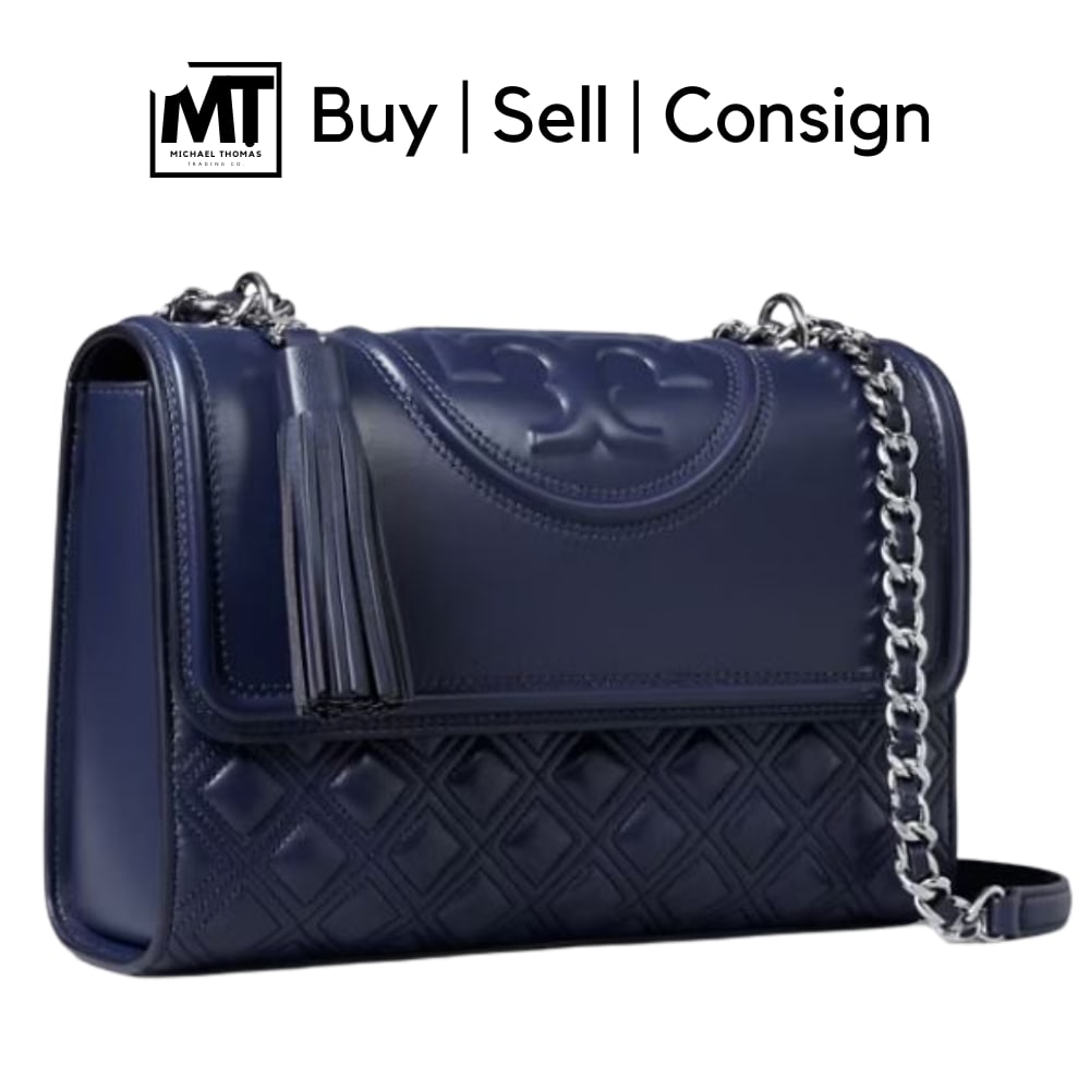 Tory Burch Fleming Small Navy Quilted Leather Shoulder Bag: Tory Burch Fleming Small Navy Quilted Leather Shoulder Bag