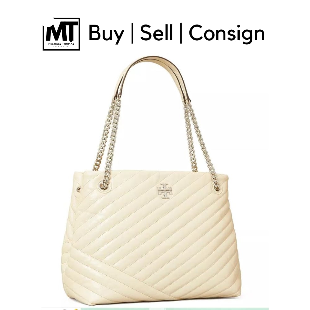 Tory Burch Kira White Chevron Leather Tote: Tory Burch Kira White Chevron Leather Tote
