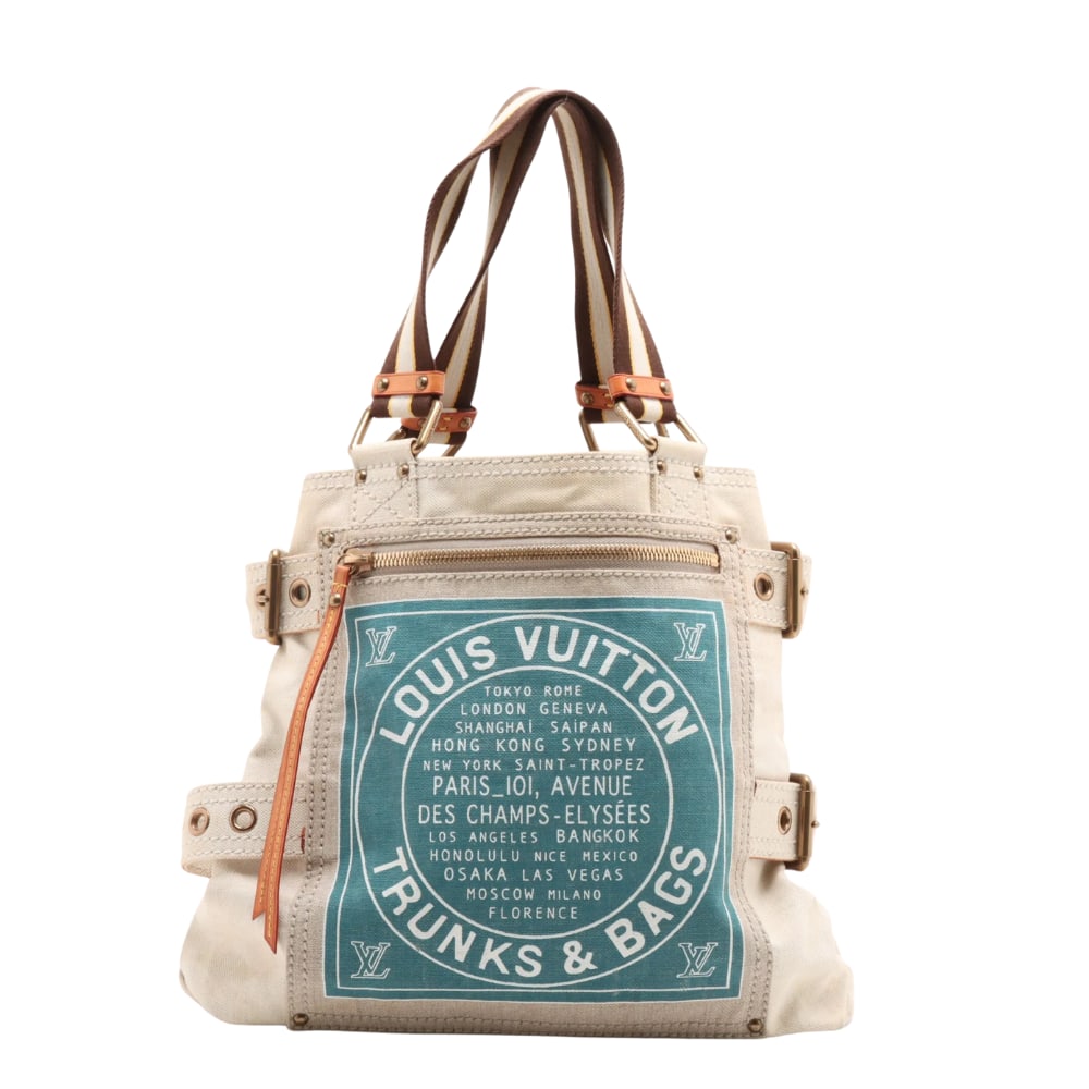 Louis Vuitton Globe Mm White Plain Canvas Tote: Louis Vuitton Globe MM White Plain Canvas Tote