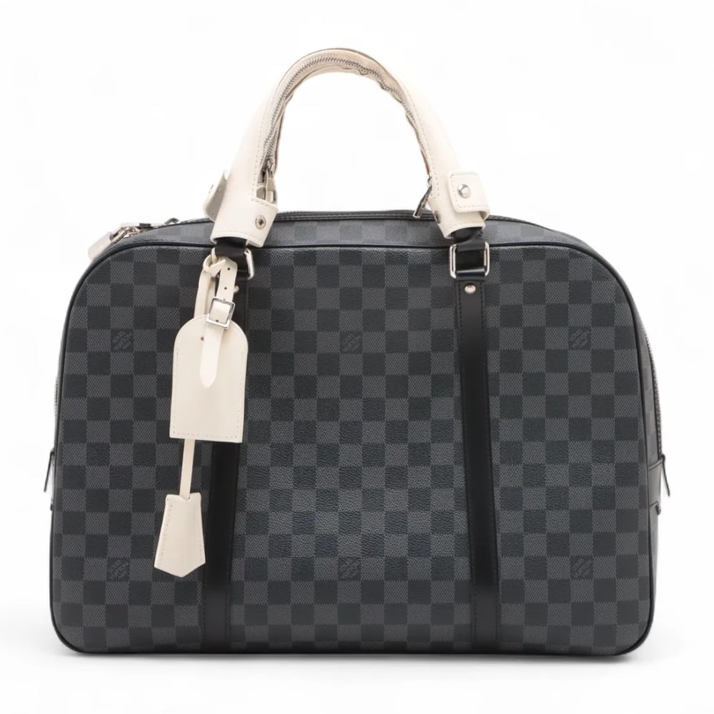 Louis Vuitton Porte Documents Black Damier Leather Handbag: Louis Vuitton Porte Documents Black Damier Leather Handbag