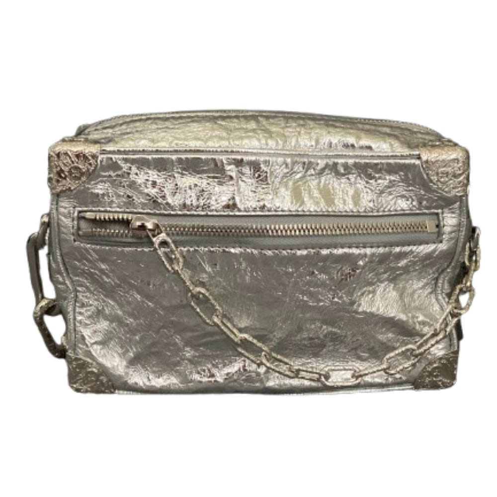 Louis Vuitton Side Trunk Mm Metallic Silver Crushed Leather Shoulder Bag: Louis Vuitton Side Trunk MM Metallic Silver Crushed Leather Shoulder Bag