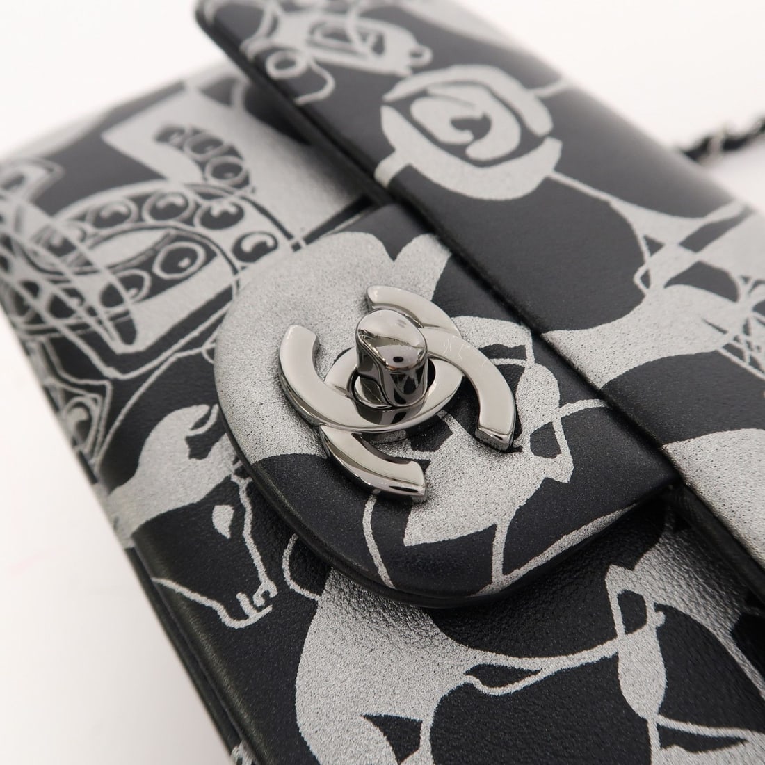 Chanel Black / Silver Mini Rectangular Flap Mini Handbag - 11