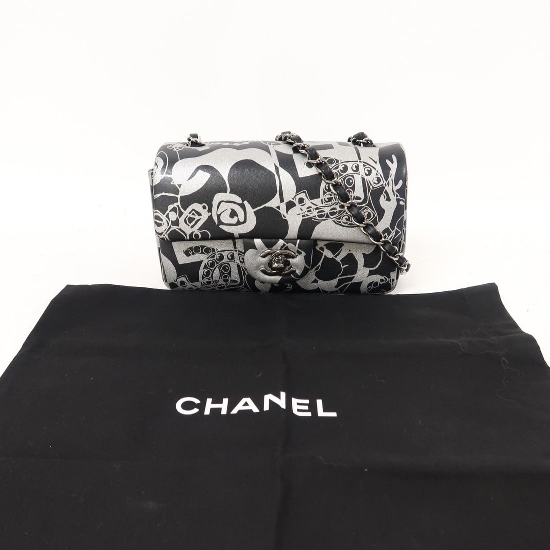 Chanel Black / Silver Mini Rectangular Flap Mini Handbag - 7