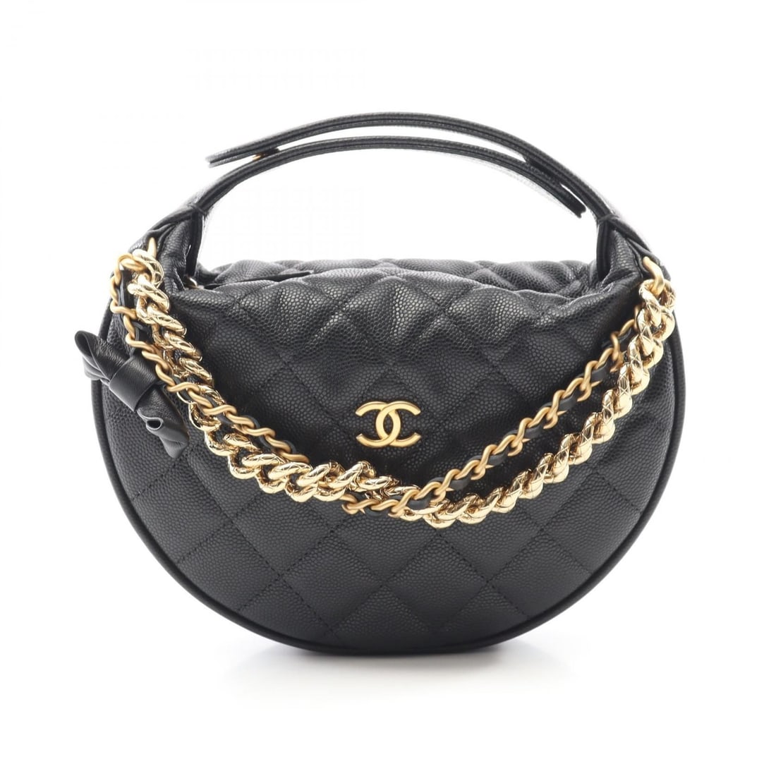 Chanel Black Handbag: Item Name: CHANEL Black Matelasse Handbag Calfskin (cowhide) AP3943Brand: CHANELModel No.: AP3943Size: x W:18.5cmH:12cm x D:4cm(W:7.3 inch x H:4.7 inch x D:1.6 inch )Handle?14~24cm(5.5 inch )Color: