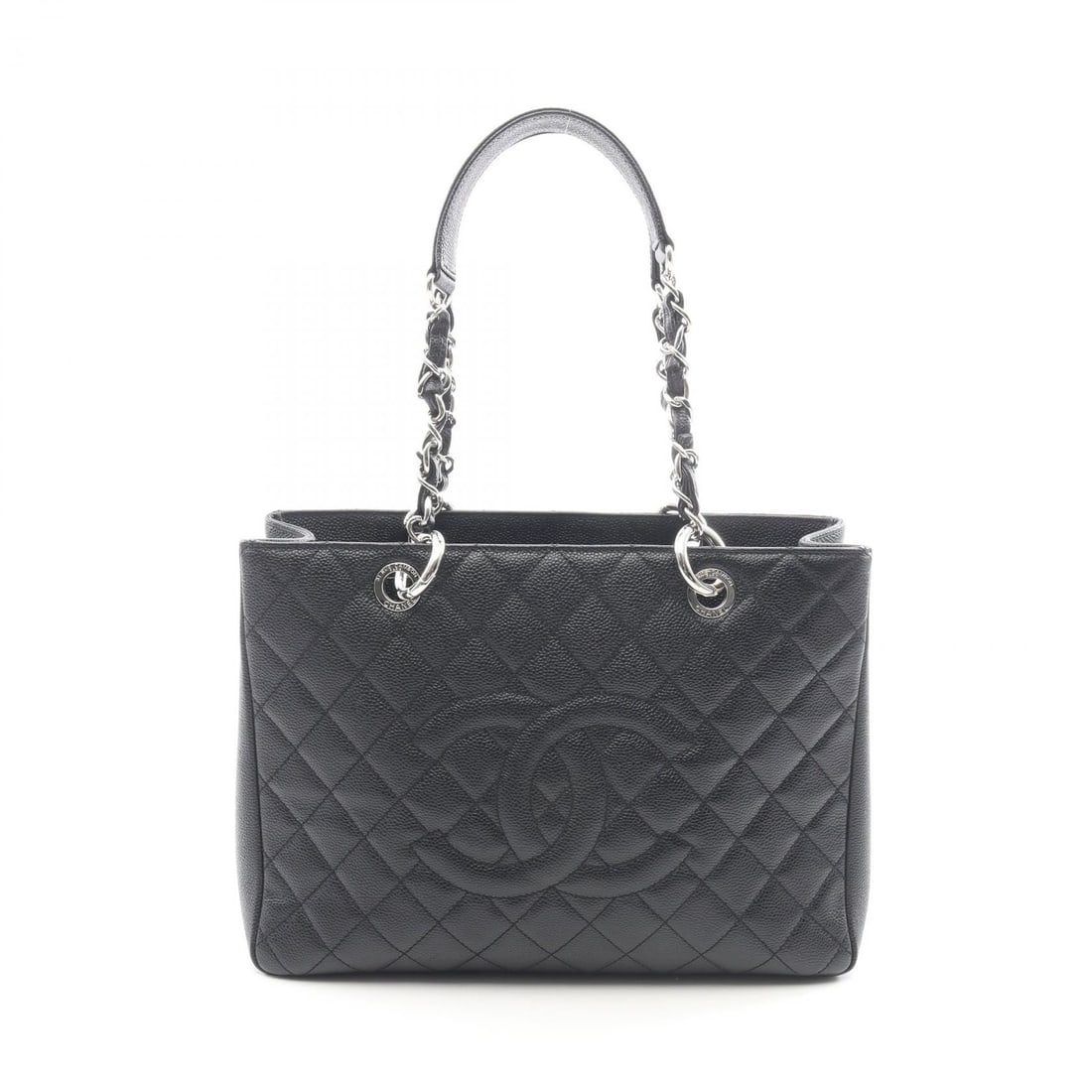 Chanel Black Grand Shopping Gst Large Handbag: Item Name: CHANEL Black Matelasse Grand Shopping GST Tote Bag leather Grained calfskinBrand: CHANELModel No.:Size: x W:34cmH:24.5cm x D:13cm(W:13.4 inch x H:9.6 inch x D:5.1 inch )Strap drop?24cm(9.4