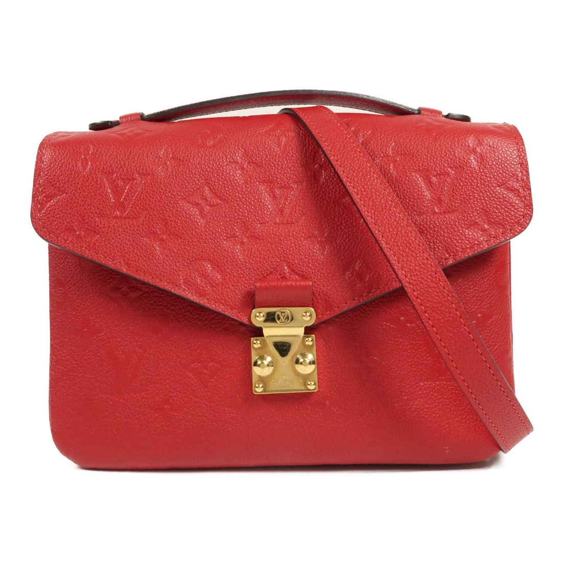 Louis Vuitton Handbag: Item Name: LOUIS VUITTON Monogram Empreinte Pochette Metis Gold Hand-Handed Shoulder Bag Red 2wayShoulder Bag M44155Brand: LOUIS VUITTONModel No.: M44155Size: x W:25cmH:19cm x D:6cm(W:9.8 inch x