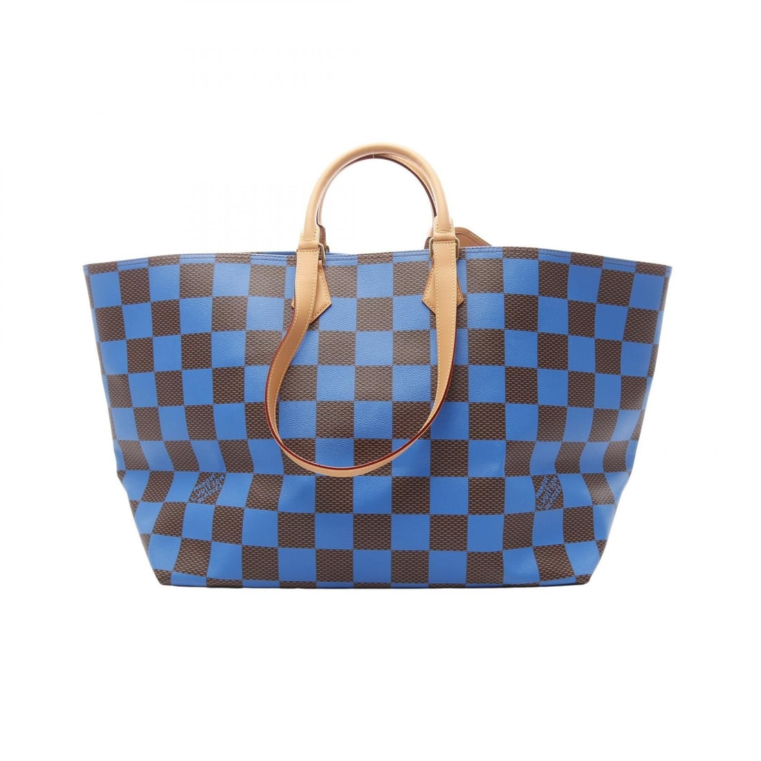 Louis Vuitton Handbag: Item Name: LOUIS VUITTON Sac Plat Soft EW Brown Blue Tote Bag N40557Brand: LOUIS VUITTONModel No.: N40557Size: x W:46.5cmH:38.5cm x D:27cm(W:18.3 inch x H:15.2 inch x D:10.6 inch )Handle?37cm(14.6