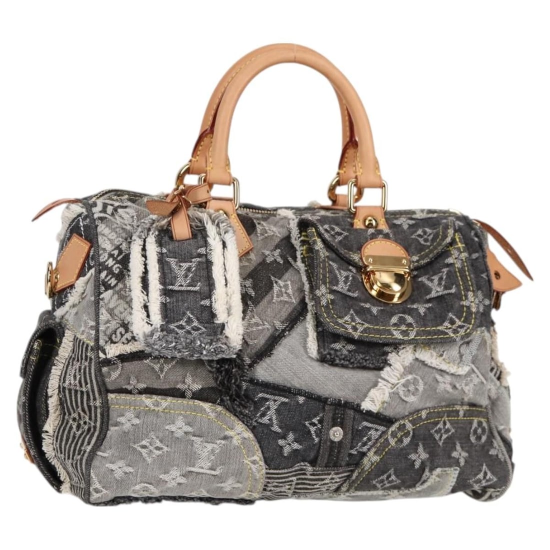 Louis Vuitton Handbag: BRAND : LOUIS VUITTONColor : GrayMaterial : Monogram Denim CanvasSize(cm) : W32cm x H21cm x D17cm(Approx)Size(inch) : W12.6 x H8.3 x D6.7inch(Approx)Style : Hand BagAccessory : Dust Bag / Padlock /