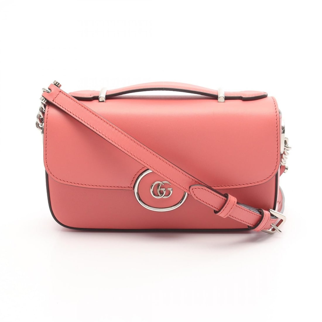 Gucci Pink Leather Petit Gg Small Handbag: GUCCI Petit GG Shoulder Bag in pink leather, model number 739722. Features a removable shoulder strap.
