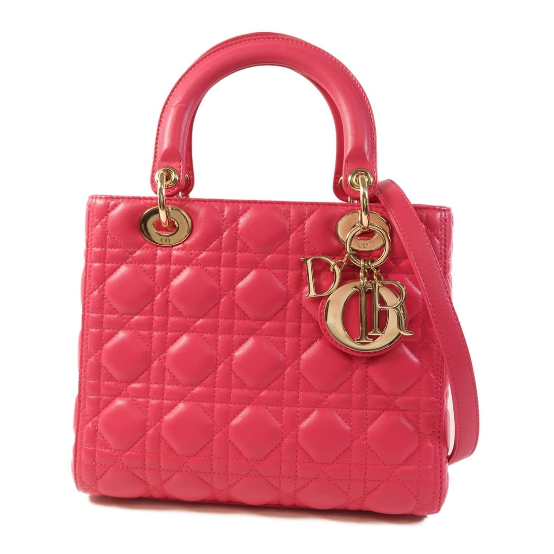 Dior Leather Lady Dior Shoulder Bag: Item Name: Dior Sheepskin Leather Lady Dior Hand-Handed Bag for Shoulders and Backs 2wayShoulder Bag PinkBrand: DiorModel No.:Size: x W:24cmH:20cm x D:12cm(W:9.4 inch x H:7.9 inch x D:4.7 inch )Handle