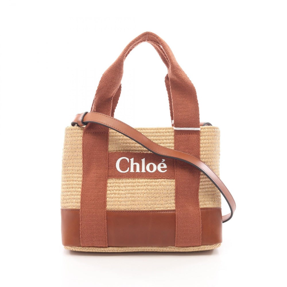Chloe Kids 2WAY Basket Bag: Chloe Kids basket shoulder bag in beige and brown fake straws and leather 2WAY.