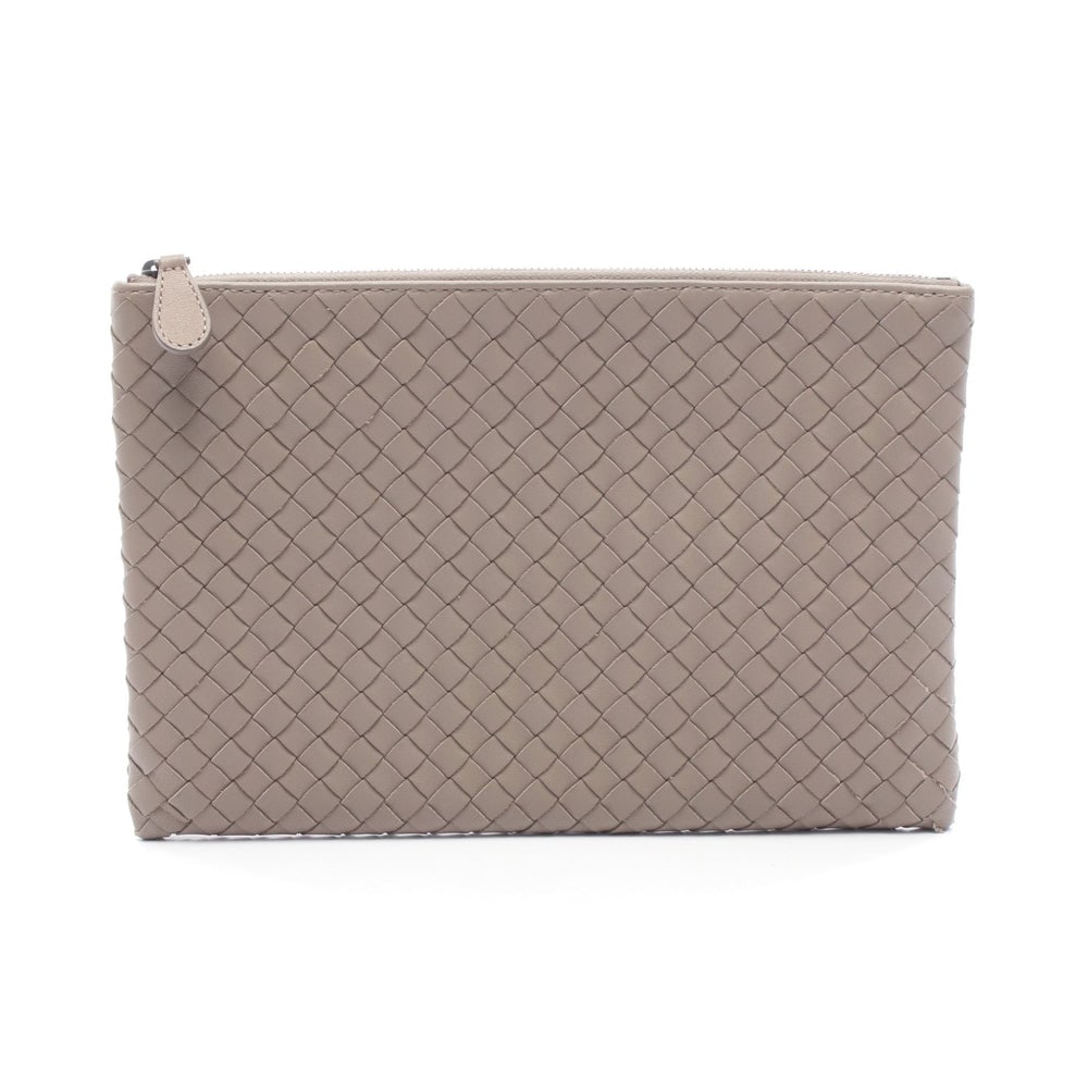 Intrecciato Clutch bag Leather Gray beige (1 of 5)