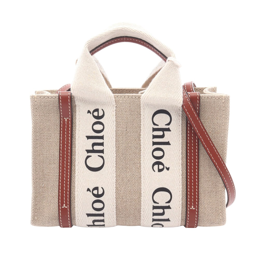 Woody mini tote Shoulder bag Canvas Leather Beige Multicolor 2WAY (1 of 4)