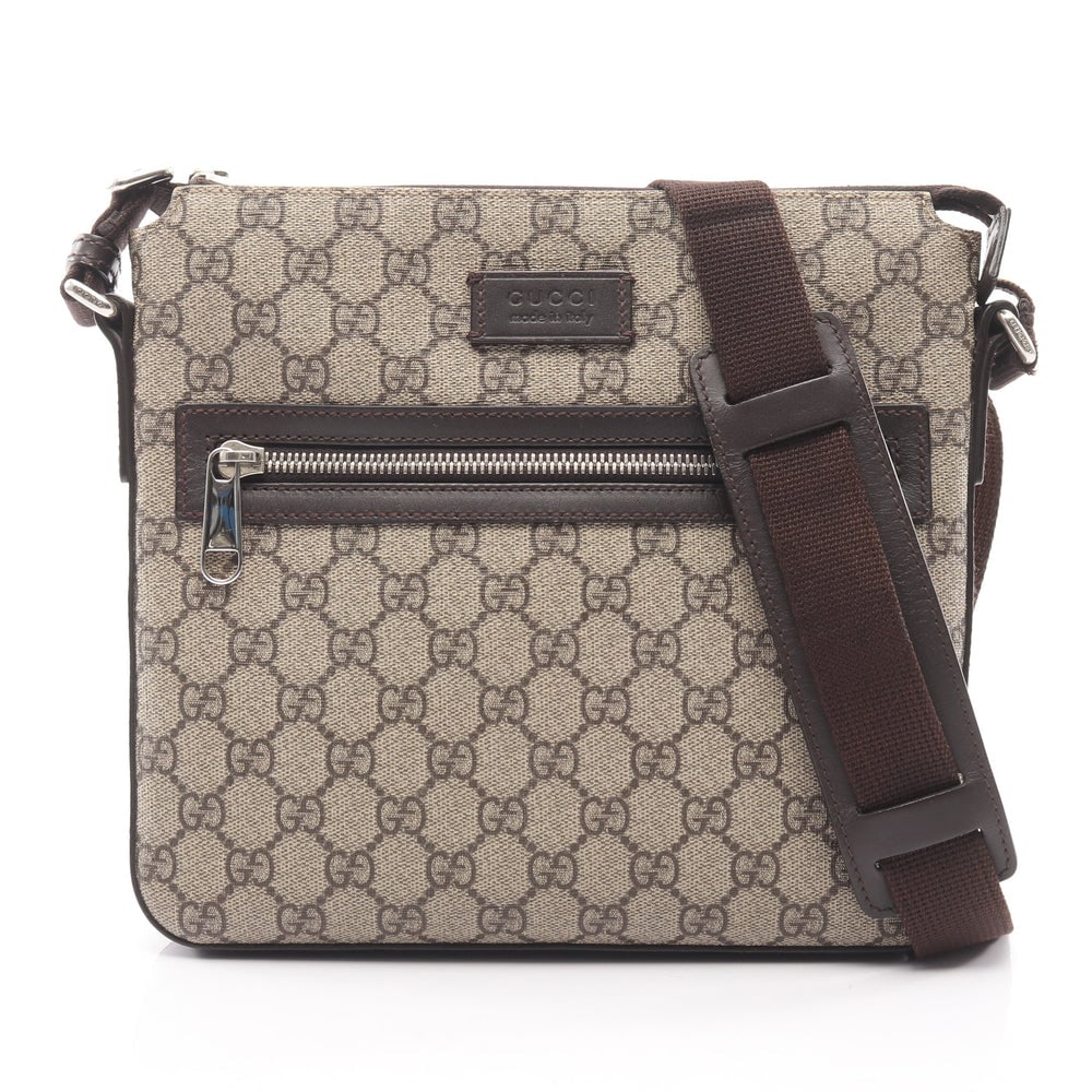 GG Supreme Shoulder bag PVC Leather Gray beige Dark brown (1 of 11)