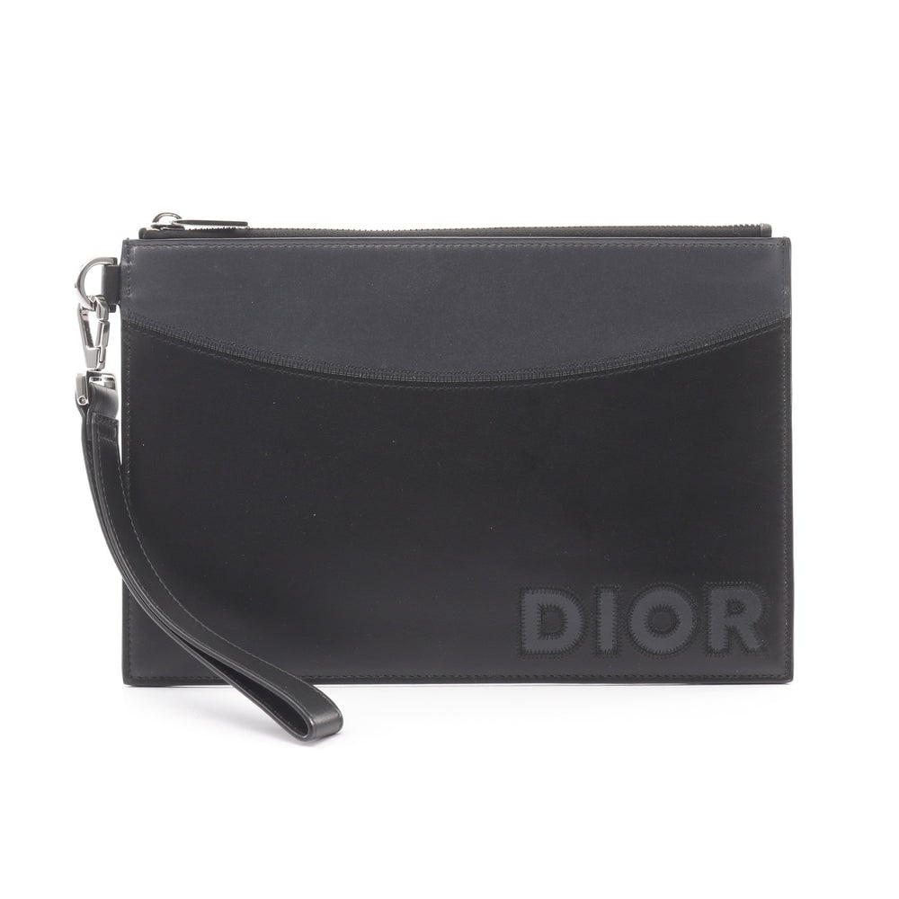 Clutch bag Logo Leather Black Dark gray Bicolor (1 of 9)