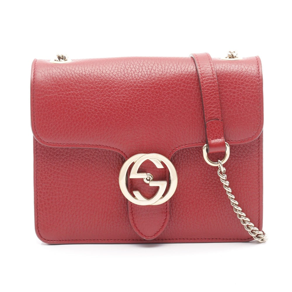 Interlocking G Chain shoulder bag Leather Red: Interlocking G Chain shoulder bag Leather Red