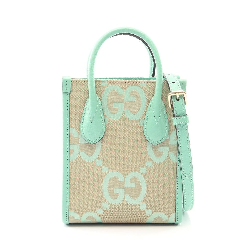 Interlocking G Jumbo GG Mini tote bag 2WAY Handbag Canvas Leather Beige Light green: Interlocking G Jumbo GG Mini tote bag 2WAY Handbag Canvas Leather Beige Light green