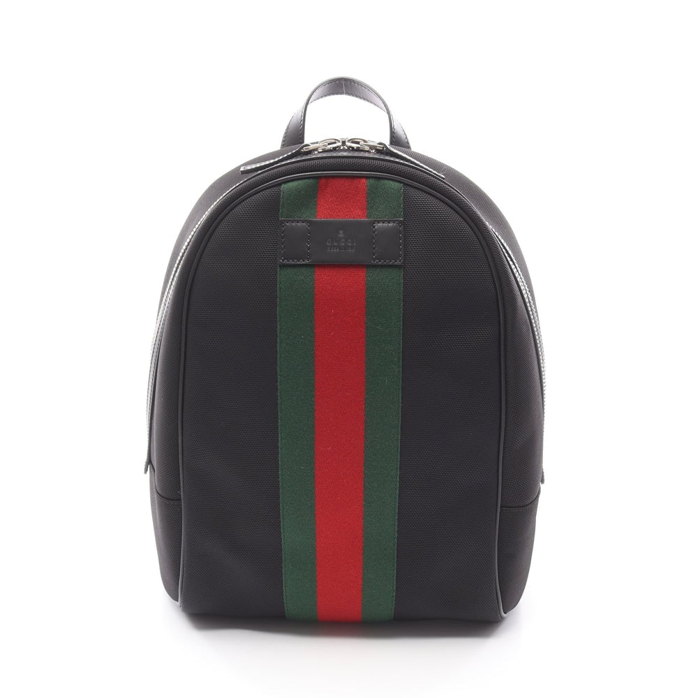 Gucci Sherry Backpack: Gucci Sherry line backpack rucksack in black multicolor nylon and leather.