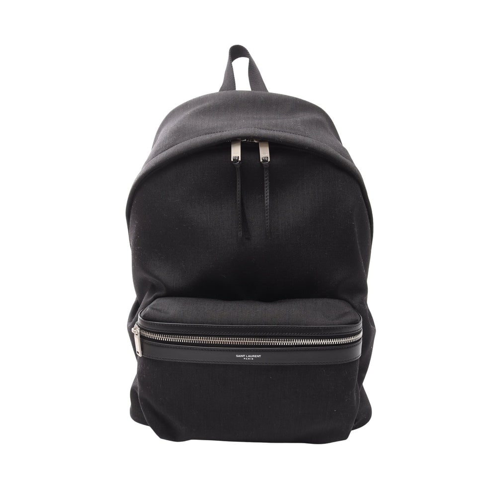 City Backpack Rucksack Nylon Leather Black (1 of 4)