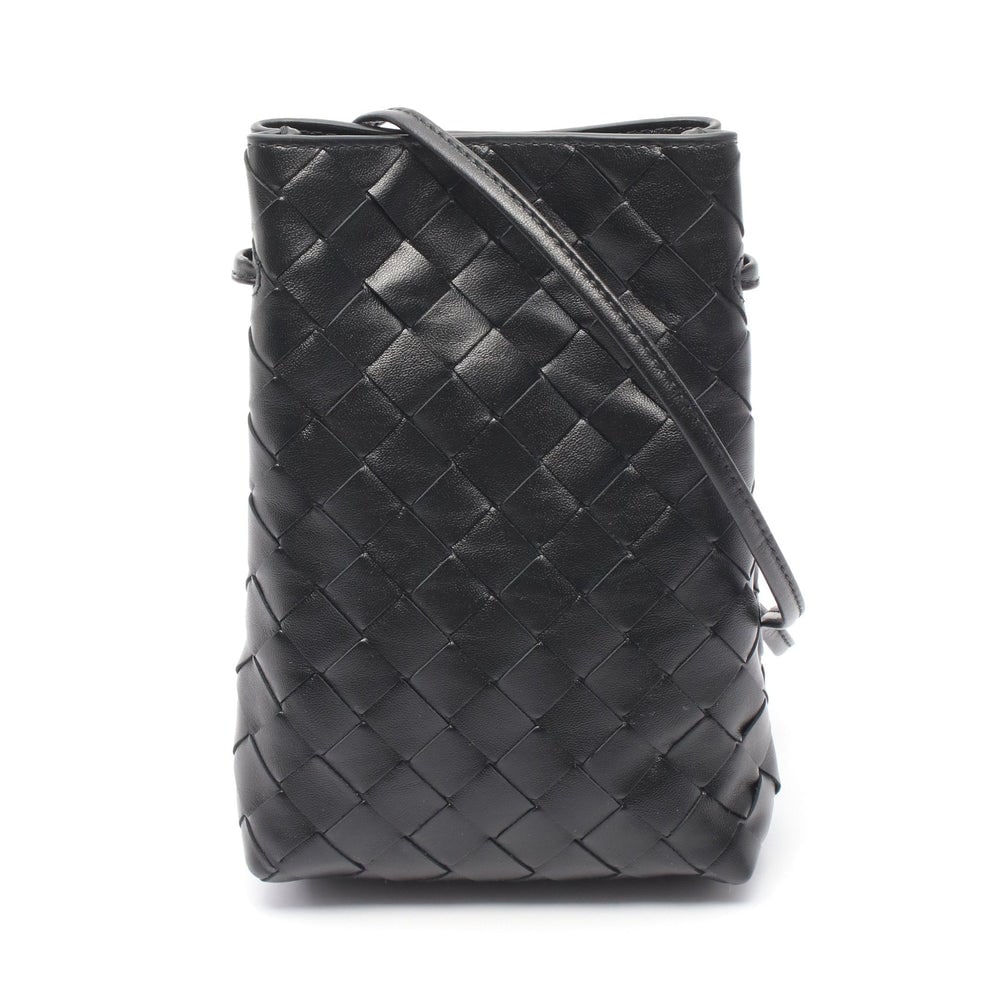 Bottega Intrecciato Shoulder Bag: Bottega Veneta Intrecciato shoulder bag in black leather.