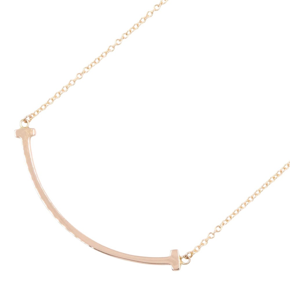Tiffany T Smile Small Necklace: Tiffany & Co T-smile Small necklace in K18PG pink gold.