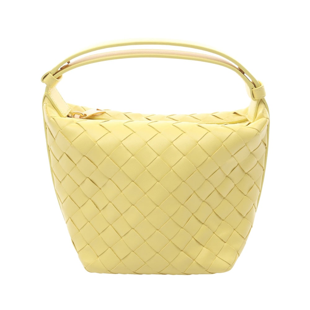 Bottega Candy Wallace Bag: Bottega Veneta Candy Wallace Intrecciato handbag in light yellow leather.