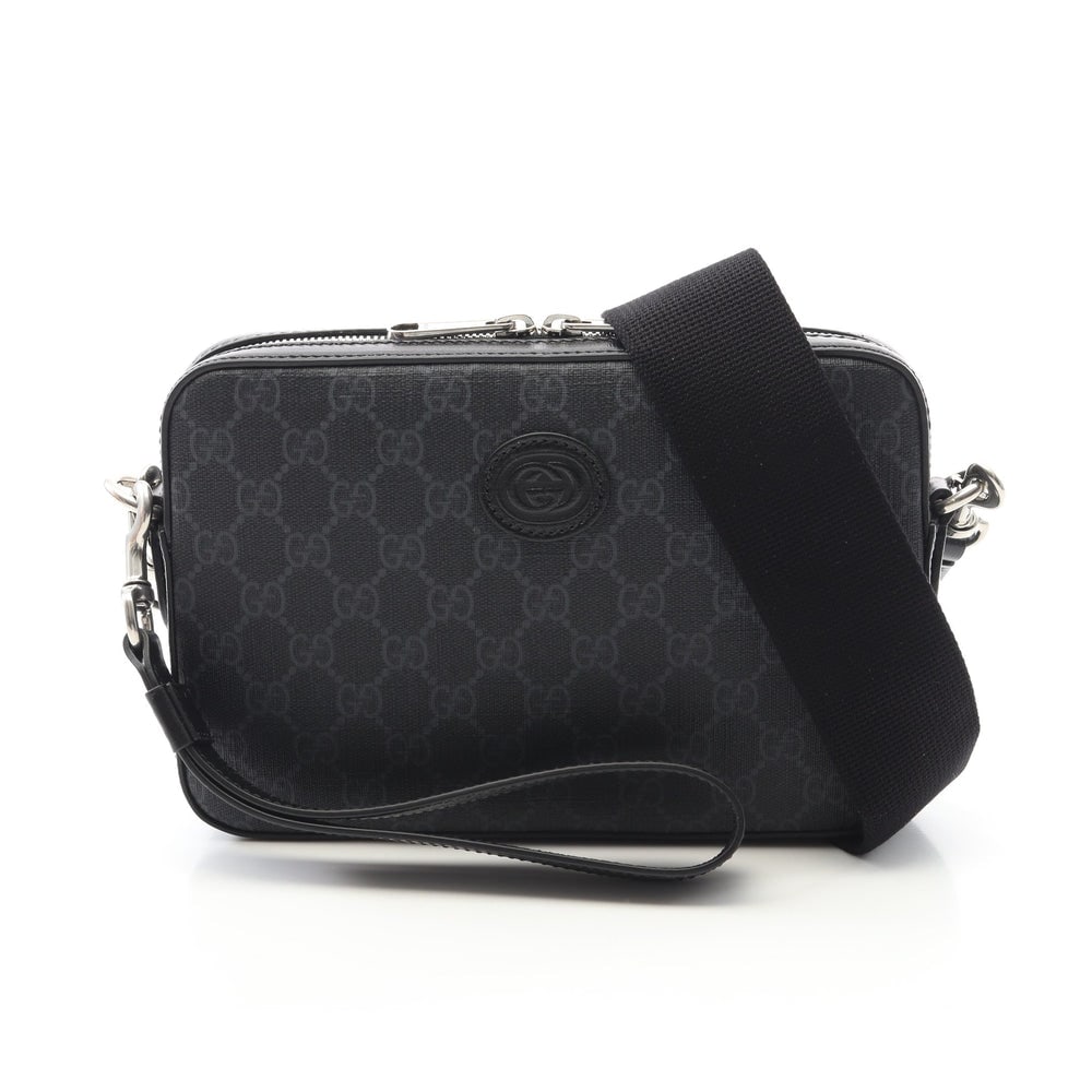 GG Supreme Shoulder bag PVC Leather Black: GG Supreme Shoulder bag PVC Leather Black