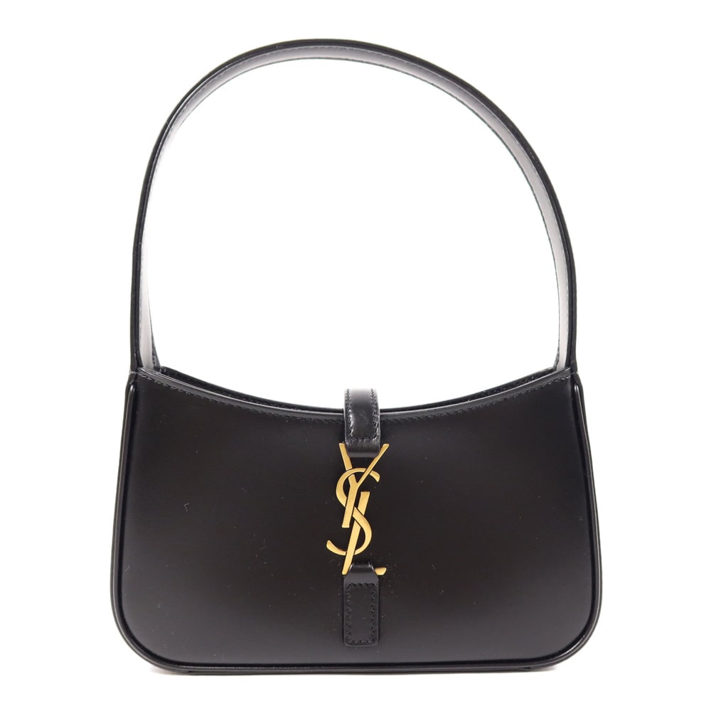 YSL Mini Le 5 A 7 Bag: Yves Saint Laurent Mini LE 5 A 7 handbag in black calfskin leather.