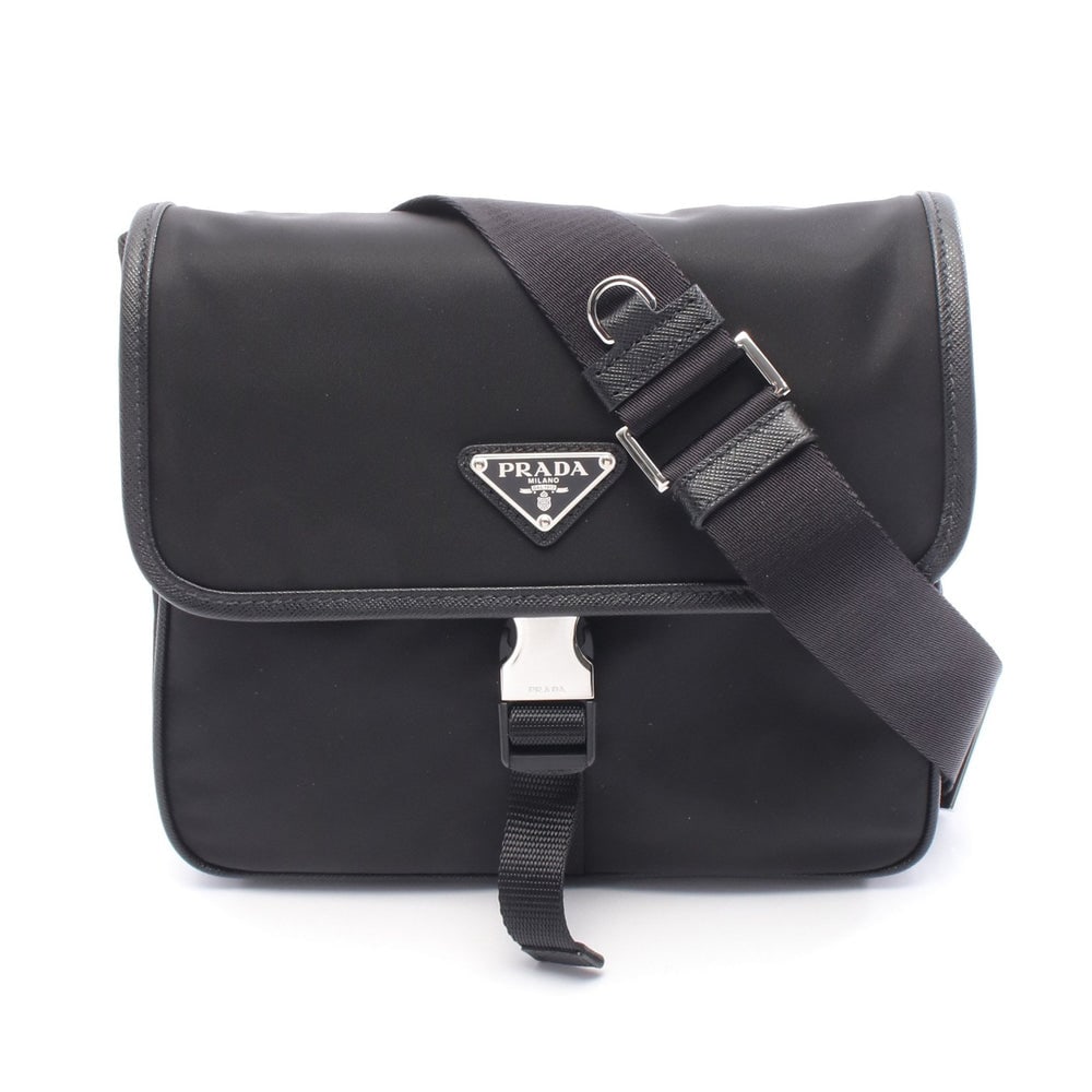 Crossbody bag Shoulder bag Nylon Saffiano leather Black: Crossbody bag Shoulder bag Nylon Saffiano leather Black