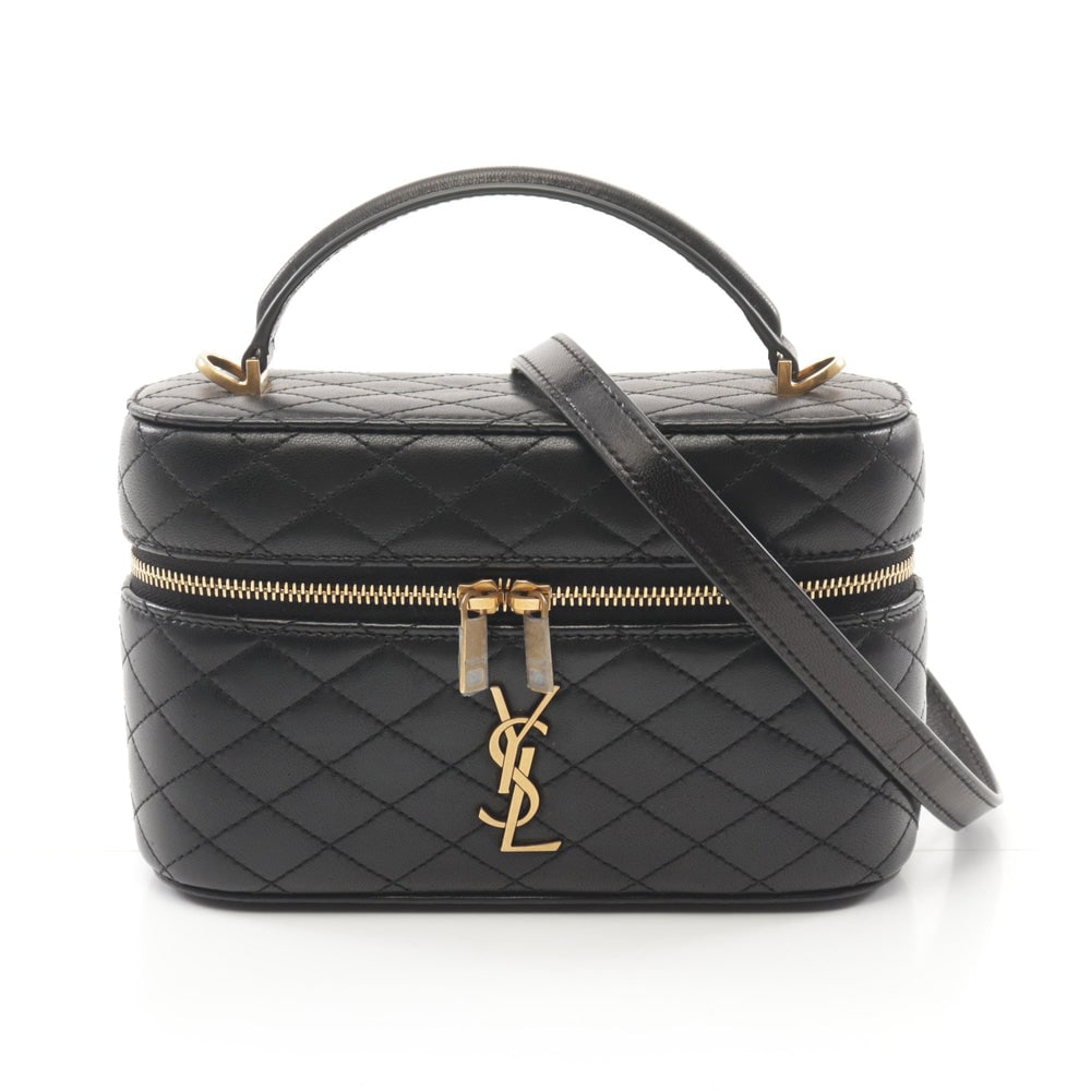 YSL Gabby Vanity 2WAY: Yves Saint Laurent Gabby vanity handbag in black lambskin with 2WAY carry.