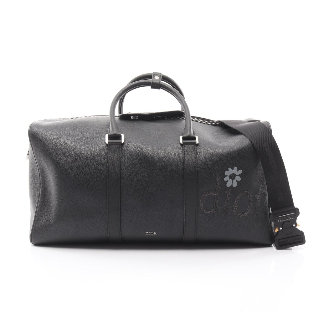 Dior ERL Saddle Boston 2WAY: Christian Dior x ERL Saddle boston bag in black leather with 2WAY carry.