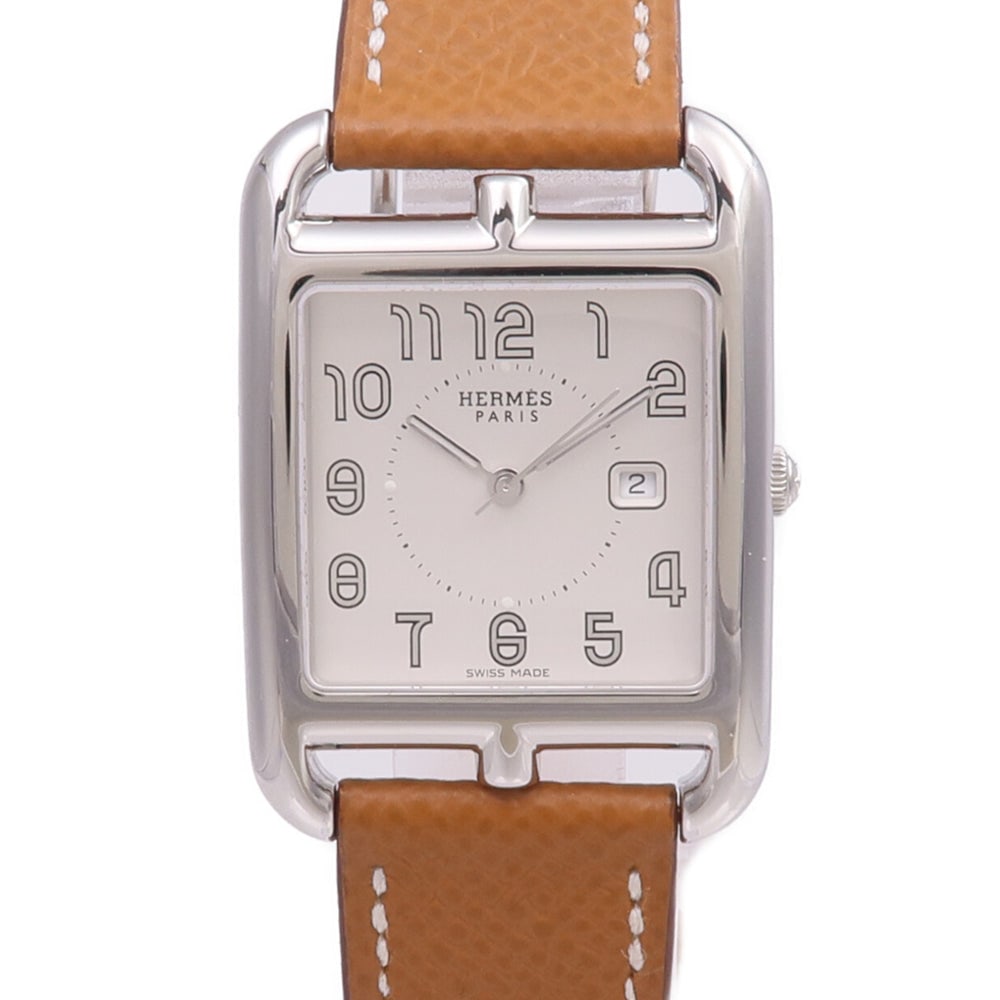 Hermes Cape Cod Watch: Hermes Capecod CC2.710 wrist watch in stainless steel with silver dial.