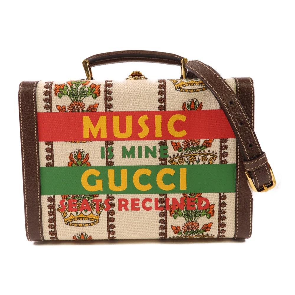 Gucci Beauty Case 2WAY: Gucci Beauty Case 2WAY shoulder bag in white and brown canvas and leather.