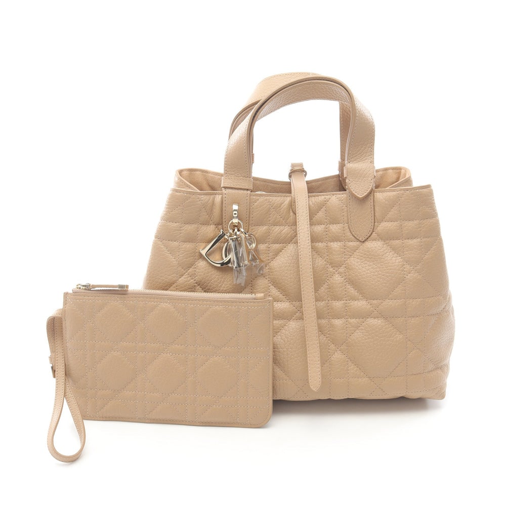 Toujours 2Jours Medium Macro Cannage Handbag Leather Beige: Toujours 2Jours Medium Macro Cannage Handbag Leather Beige
