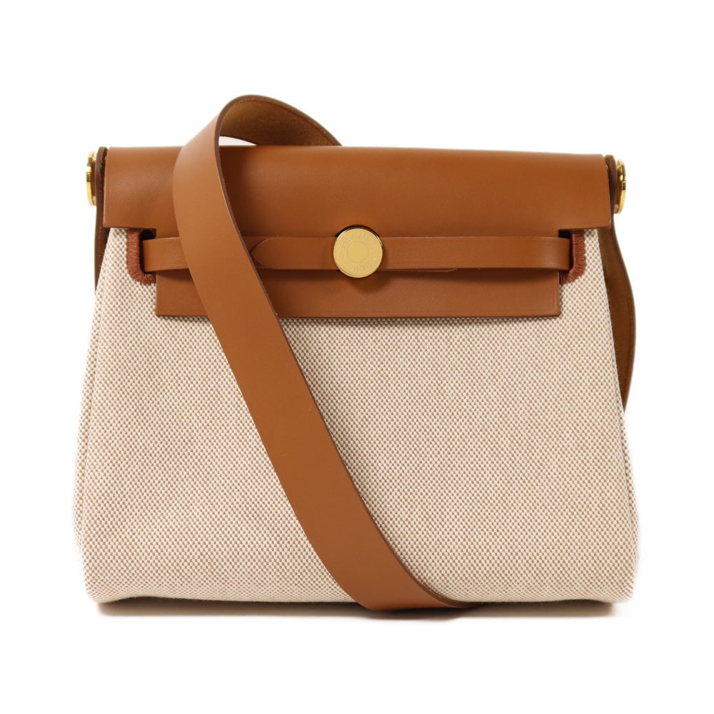HERMES GHW Mini Herbag Shoulder Canvas Gold/Ecru: HERMES GHW Mini Herbag Shoulder Canvas Gold/Ecru